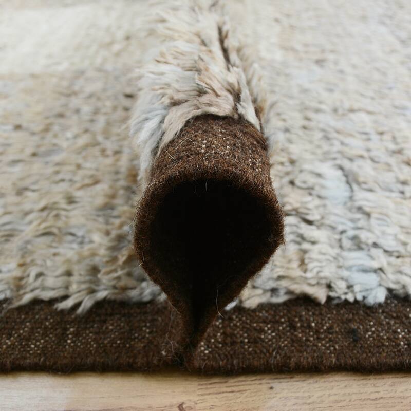 Checkered Modern Plush Shaggy Moroccan Area Rug Handmade Carpet - 5'11" x 7'9"