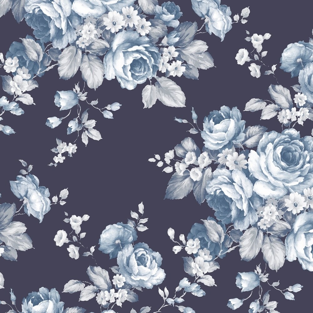Patton Wallcoverings Grand Floral Wallpaper in shades of Blue