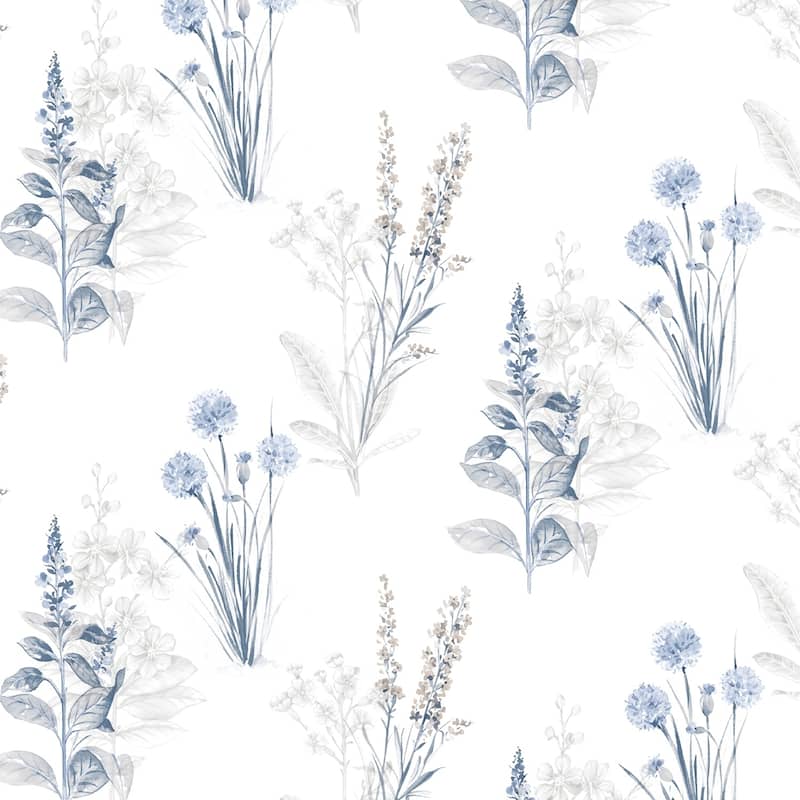 Flora Wallpaper in Blues & Greys