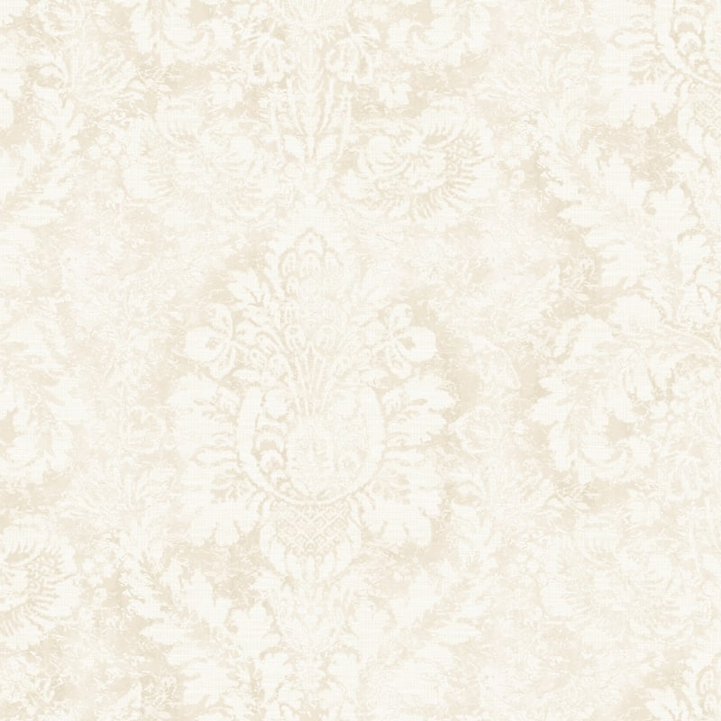 Valentine Damask Wallpaper in Taupe & Linen