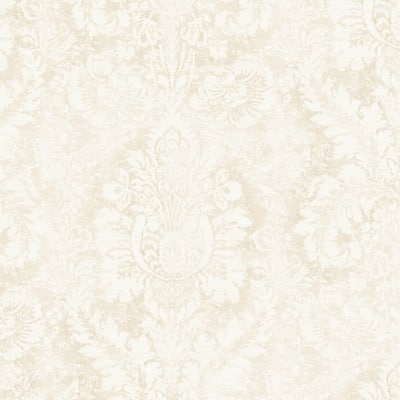 Valentine Damask Wallpaper in Taupe & Linen