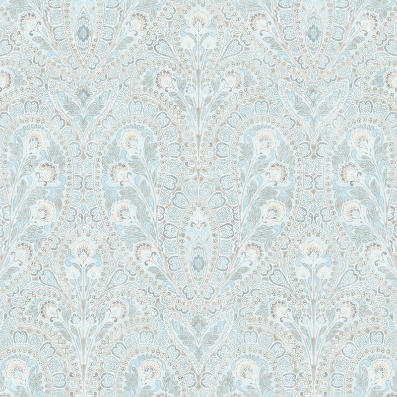 Ornamental Wallpaper in Blues & Greys