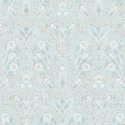 Ornamental Wallpaper in Blues & Greys