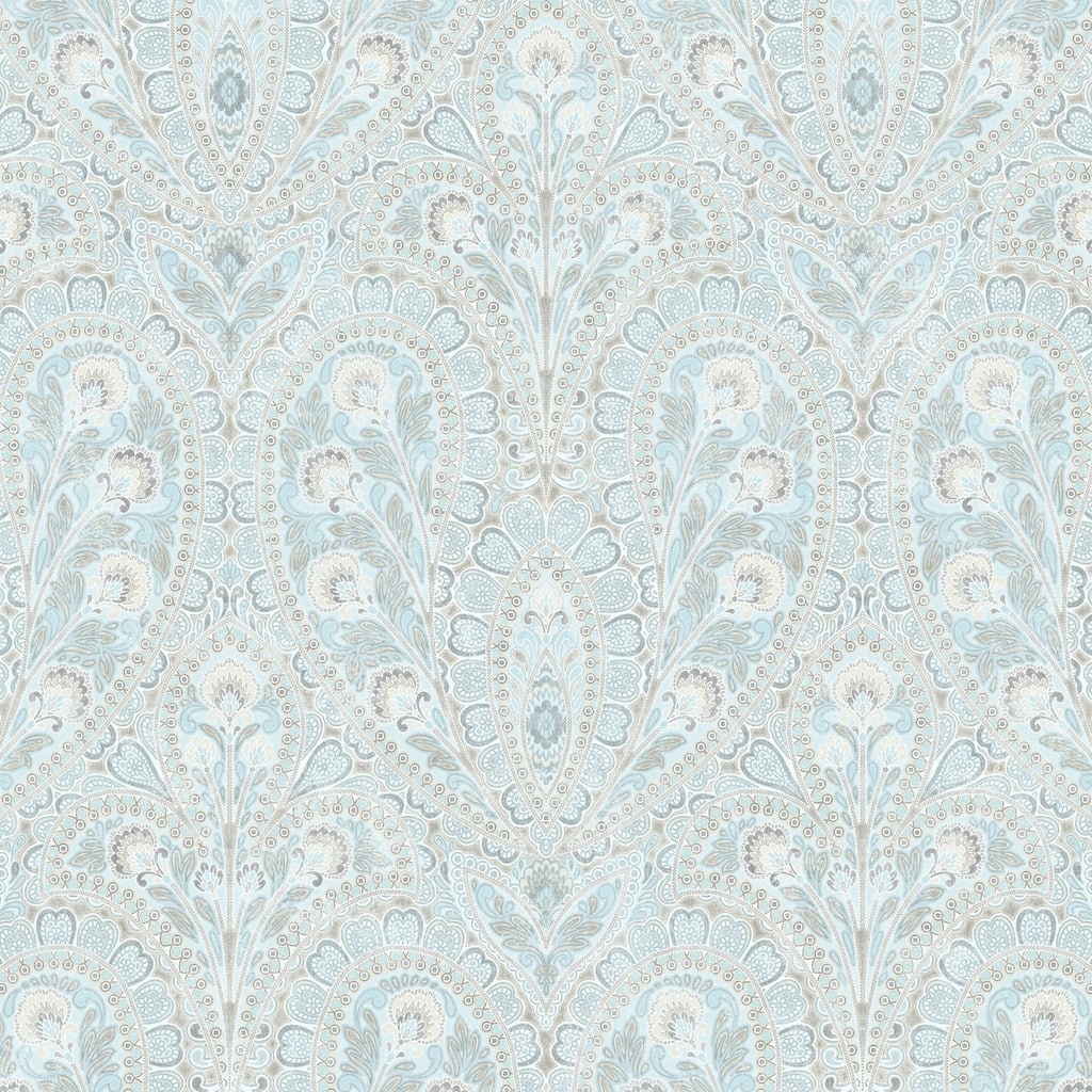 Ornamental Wallpaper in Blues & Greys