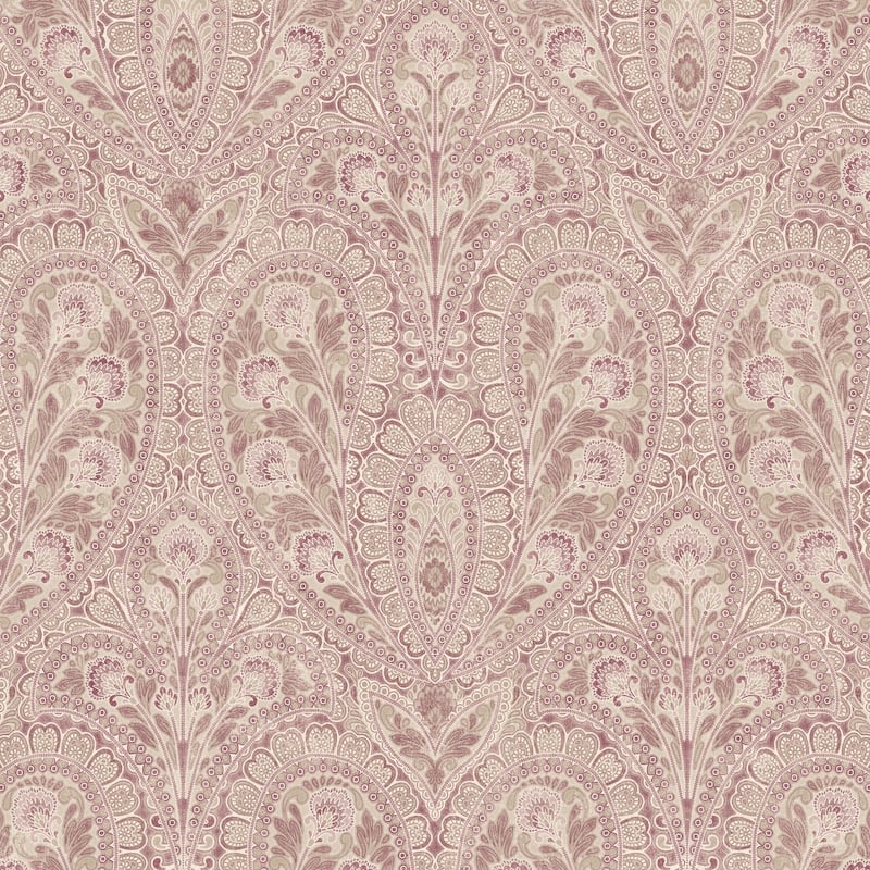 Ornamental Wallpaper in Black, Plum & Pink