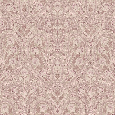 Ornamental Wallpaper in Black, Plum & Pink