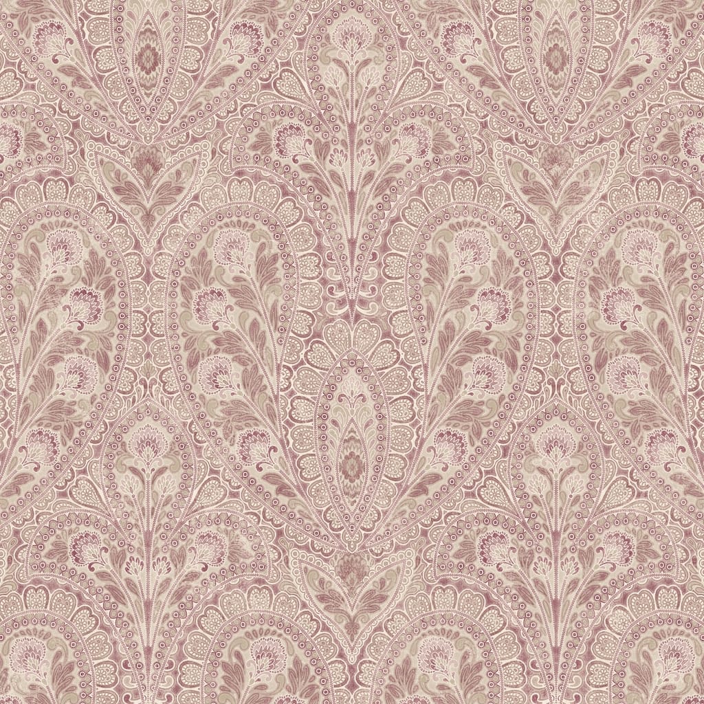 Ornamental Wallpaper in Black, Plum & Pink