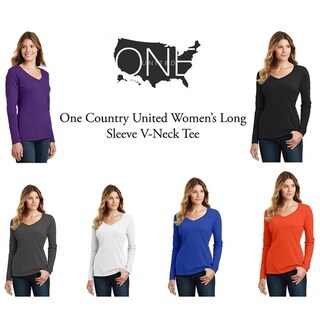 One Country United Women's Long Sleeve V-Neck Tee