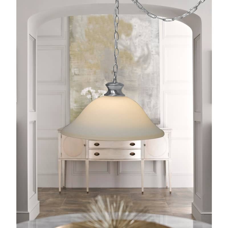 The Entertainer Plug-In Swag Pendant Light 16" White Glass with Brushed Nickel Chain