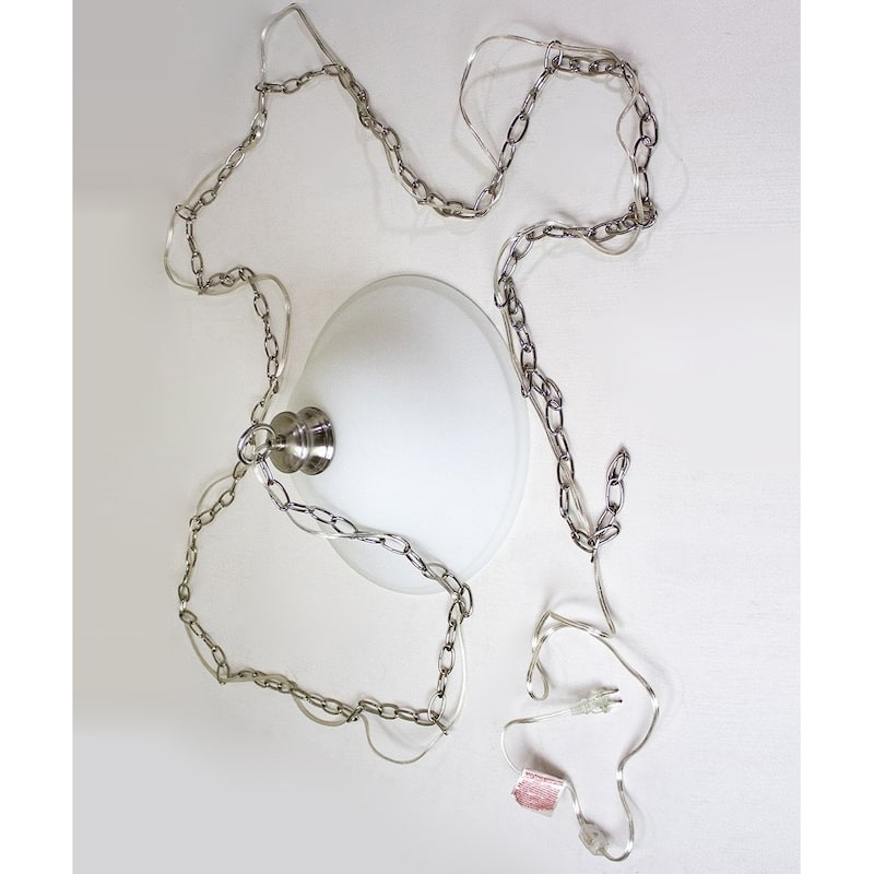 The Entertainer Plug-In Swag Pendant Light 16" White Glass with Brushed Nickel Chain