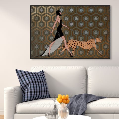 Oliver Gal Fashion and Glam Wall Art Framed Canvas Prints 'Own the Street' Runway - Bronze, Orange