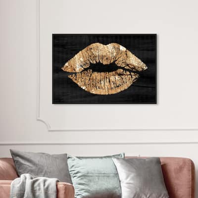 Oliver Gal Fashion and Glam Wall Art Framed Canvas Prints 'Solid Kiss ...