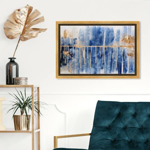 Oliver Gal Abstract Wall Art Framed Canvas Prints Path To You Gold Paint Blue Gold Overstock