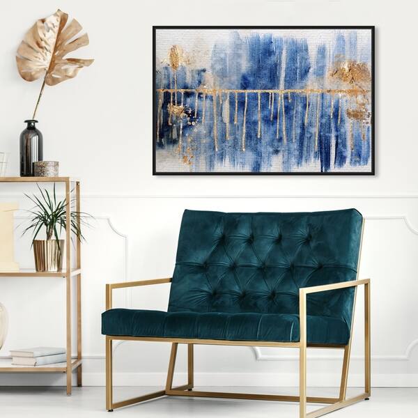 Oliver Gal Abstract Wall Art Framed Canvas Prints Path To You Gold Paint Blue Gold Overstock