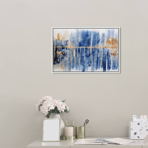 Oliver Gal Abstract Wall Art Framed Canvas Prints Path To You Gold Paint Blue Gold Overstock