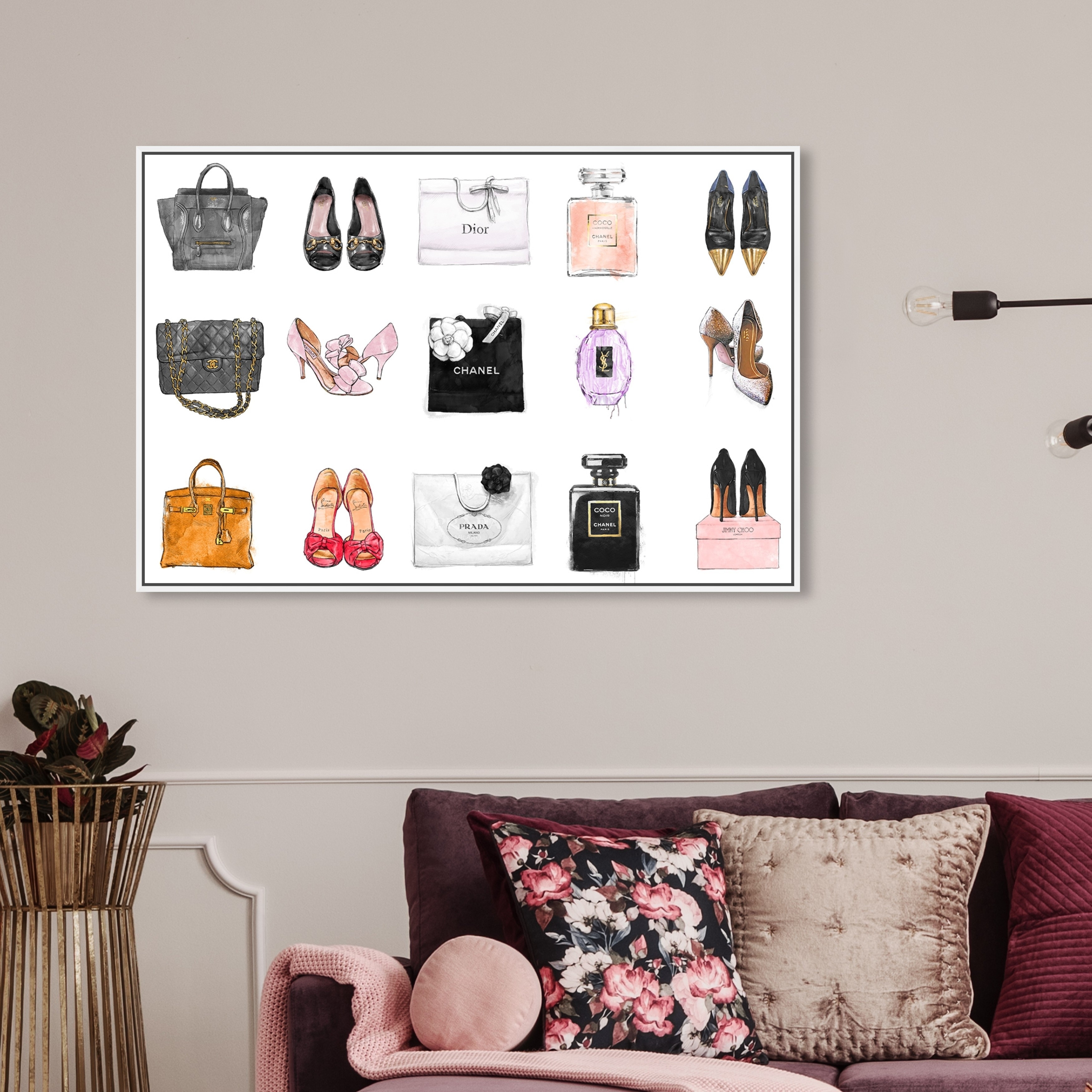 Oliver Gal Fashion and Glam Wall Art Framed Canvas Prints 'Classic Stiletto  and High Fashion Books' Shoes - Black, Pink - Bed Bath & Beyond - 30896913