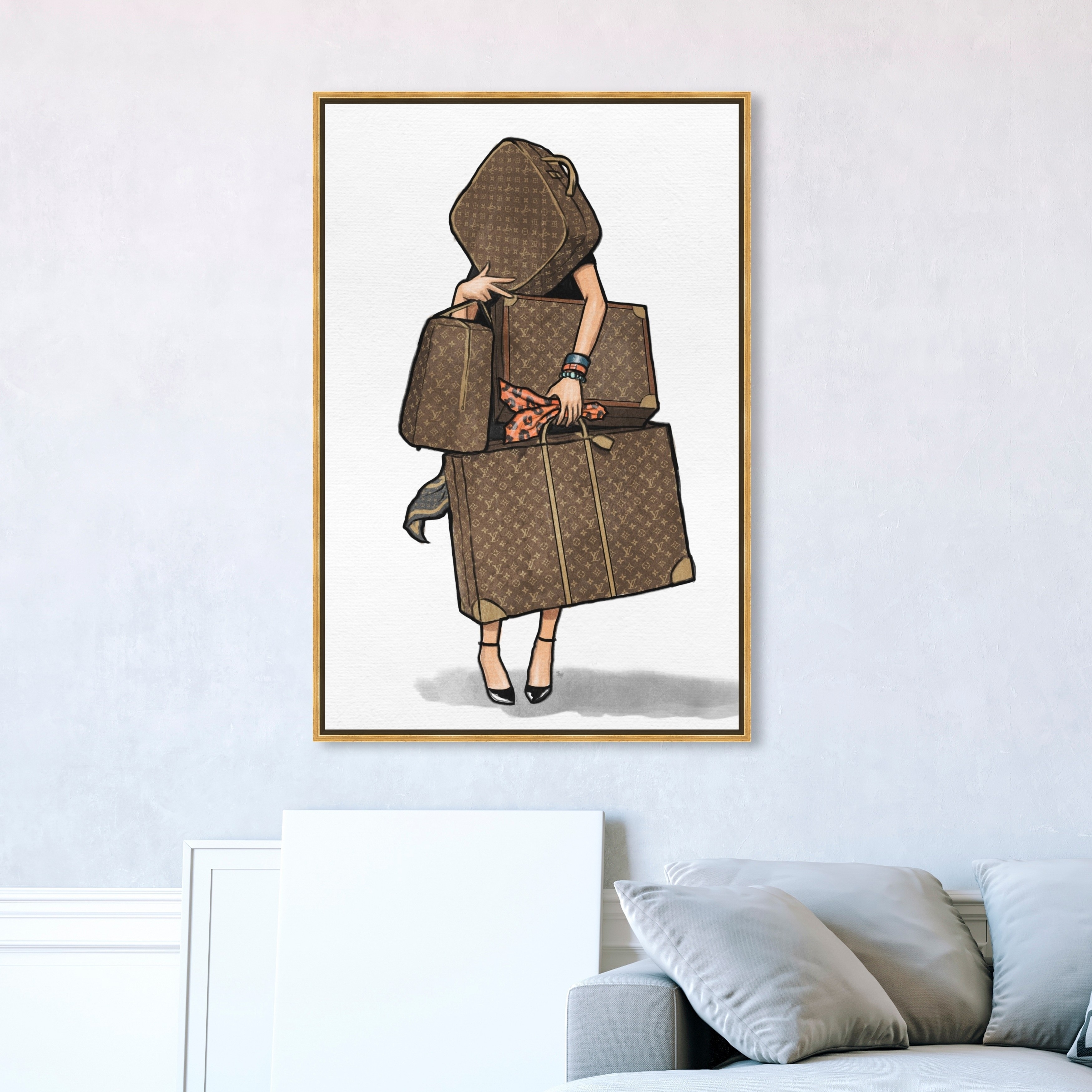 Oliver Gal Brown 'Bags, Bags, Bags- Orange' Fashion and Glam Wall Art Canvas Print