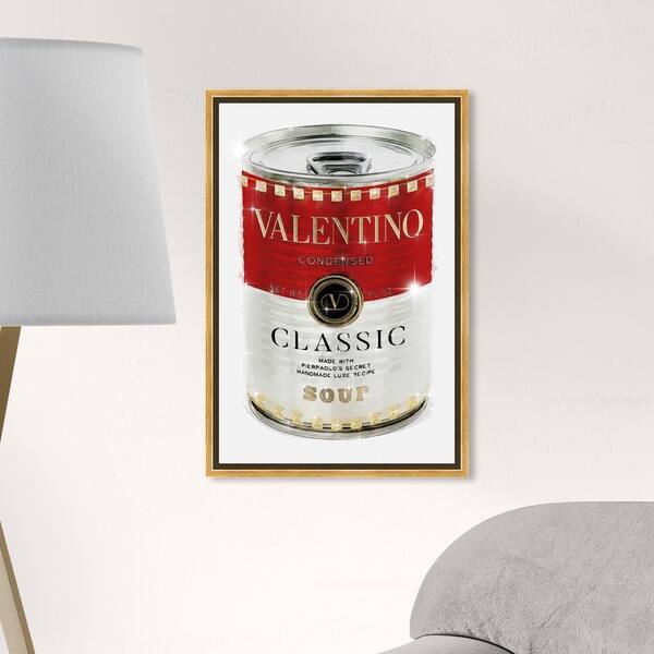Oliver Gal Fashion And Glam Wall Art Framed Canvas Prints Rockstud Soup Soup Can Red White Overstock 30901199