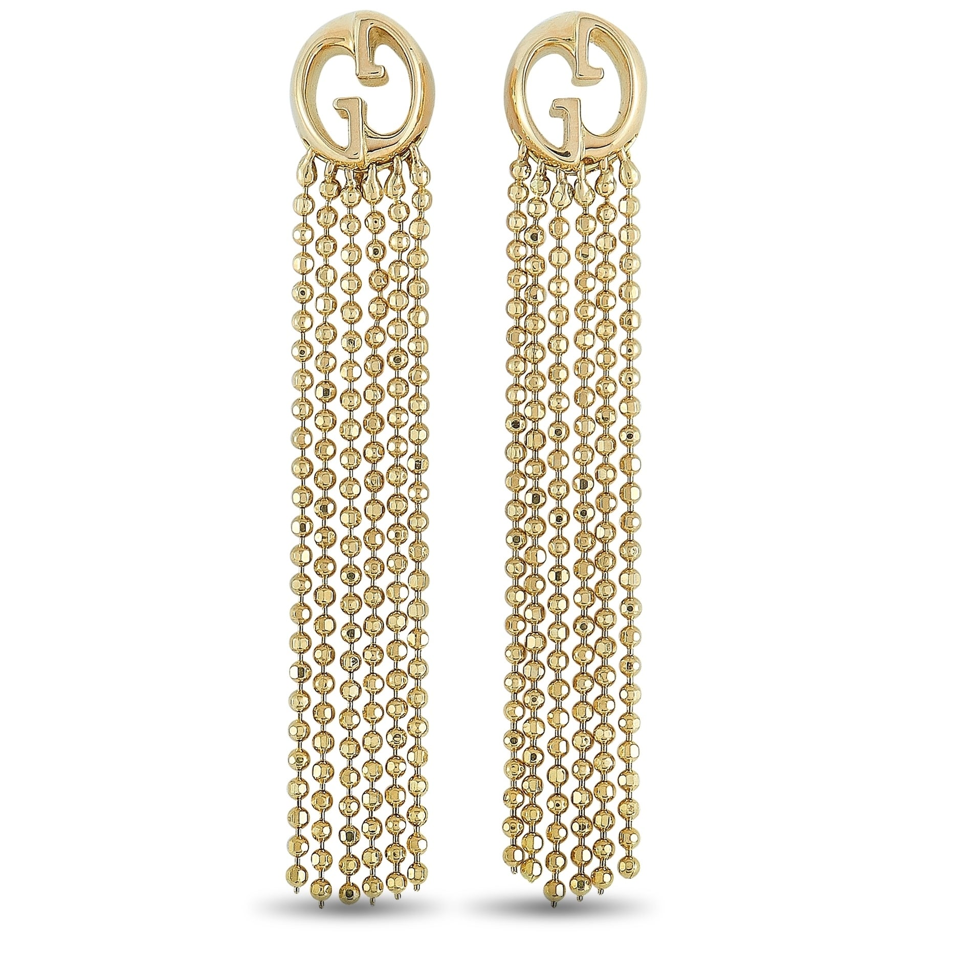18K White Gold Dangle Ball Hoop Earring 2.50 Grams
