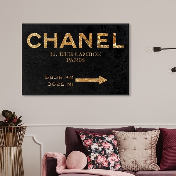  The Oliver Gal Artist Co. Fashion and Glam Contemporary Black  Frame Canvas Wall Art Parisian Road Sign Living Room Bedroom and Bathroom  Home Decor 24 in x 16 in White and