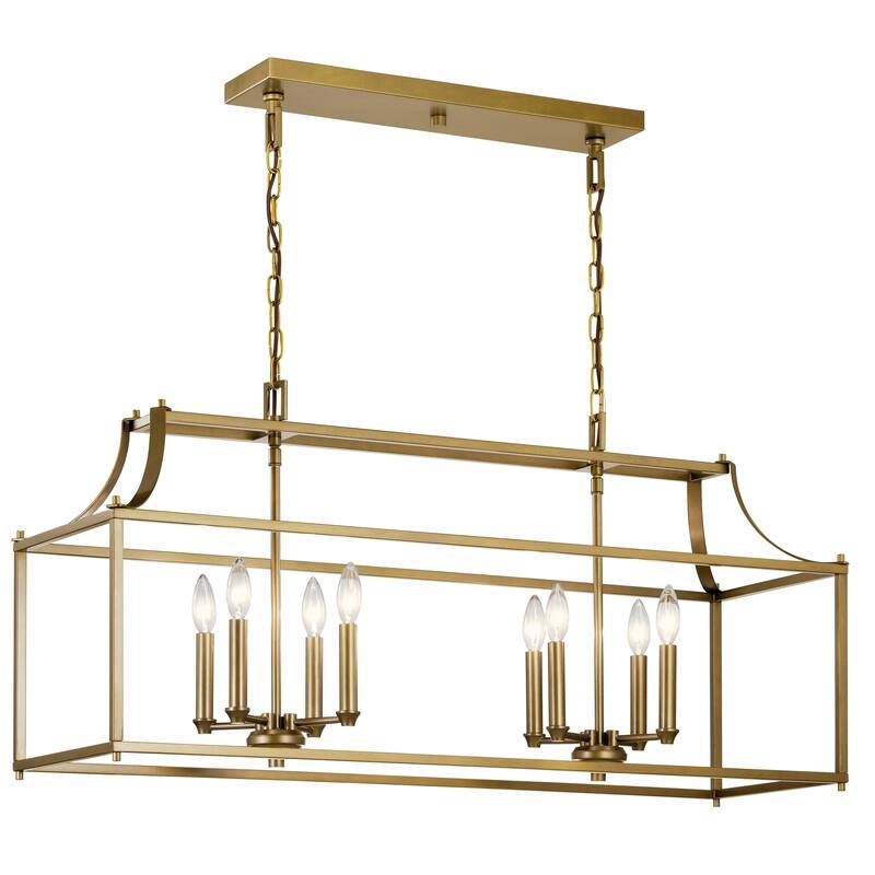 Kichler Lighting Morrigan 8-Light Linear Chandelier Natural Brass