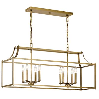 Kichler Lighting Morrigan 8-Light Linear Chandelier Natural Brass