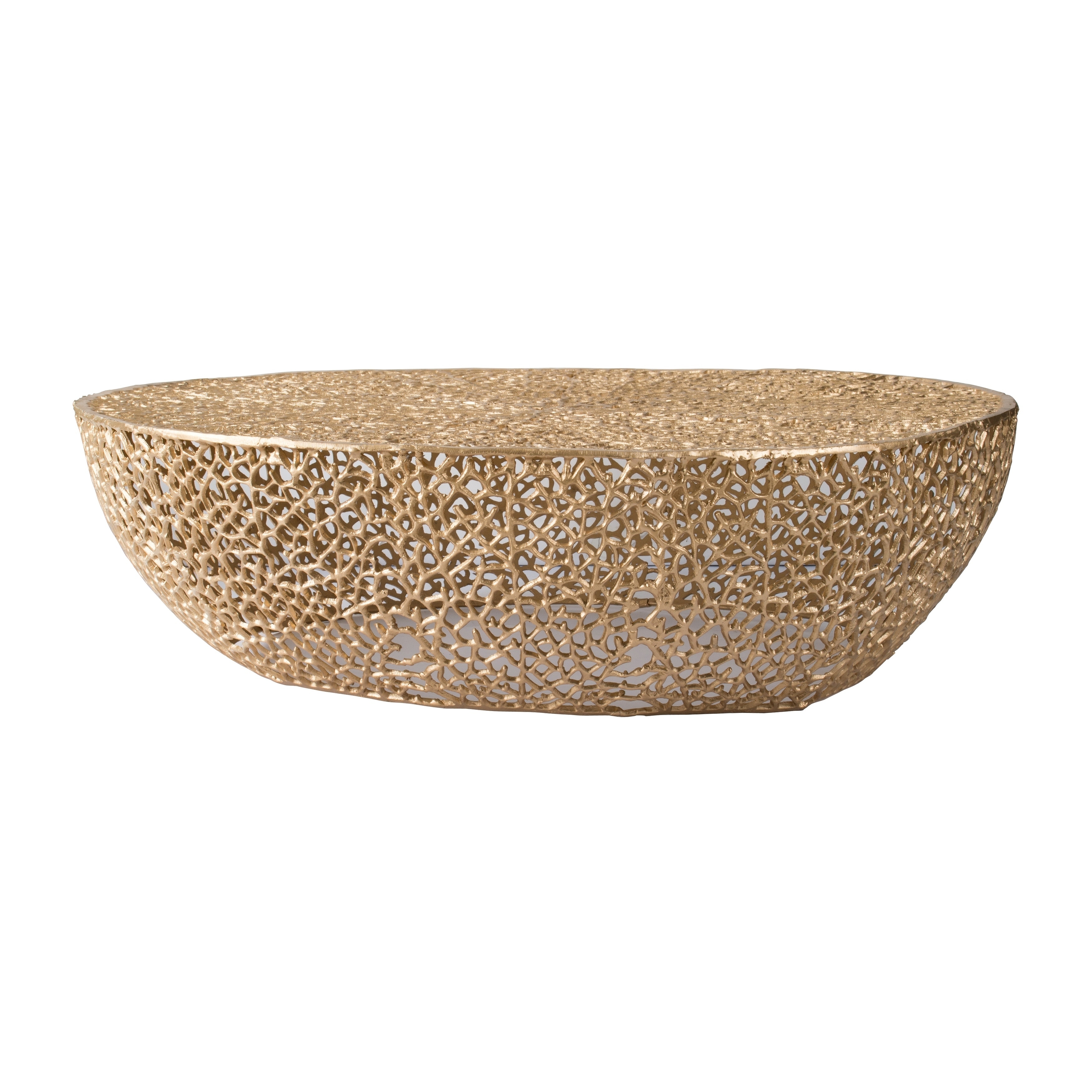 A&B Home Coral Inspired Open Detail Oval Coffee Table