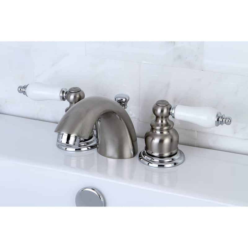 Victorian Mini-Widespread Bathroom Faucet - Brushed Nickel/Polished Chrome