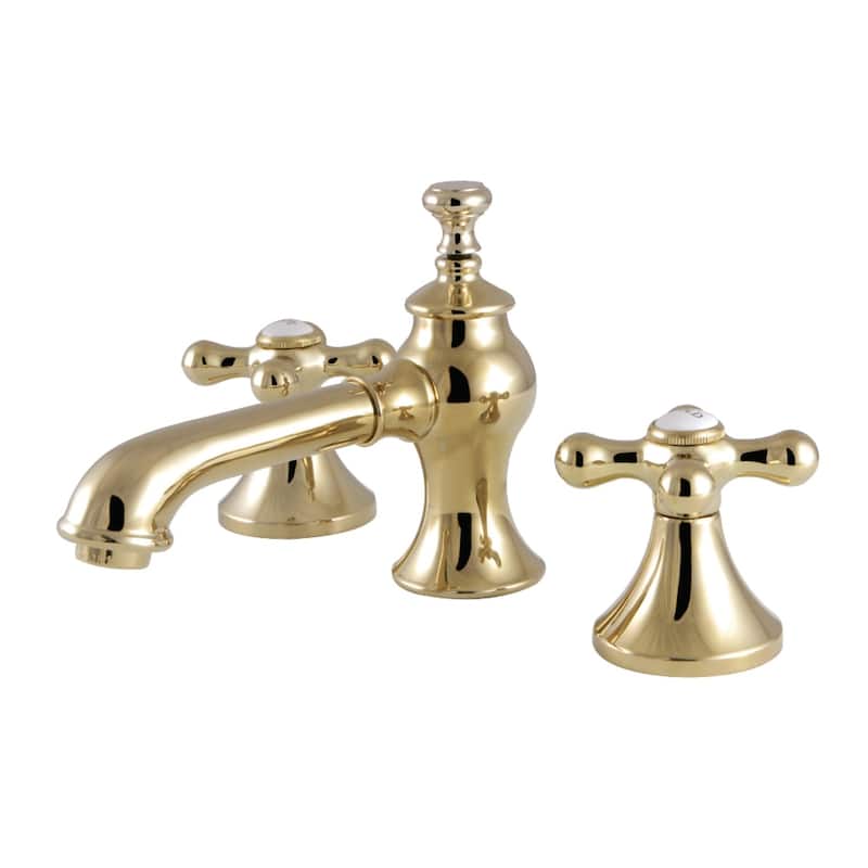 Kingston Brass Vintage Widespread Bathroom Faucet - Polished Brass - Solid Cross Handles
