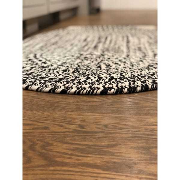 Camden Black Shadow Tweed Country Cottage Home Classic Oval Braided Rug CD86 