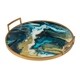 A&B Home Faux Marble Mirror Tray with Gold Side Handles - Thumbnail 1
