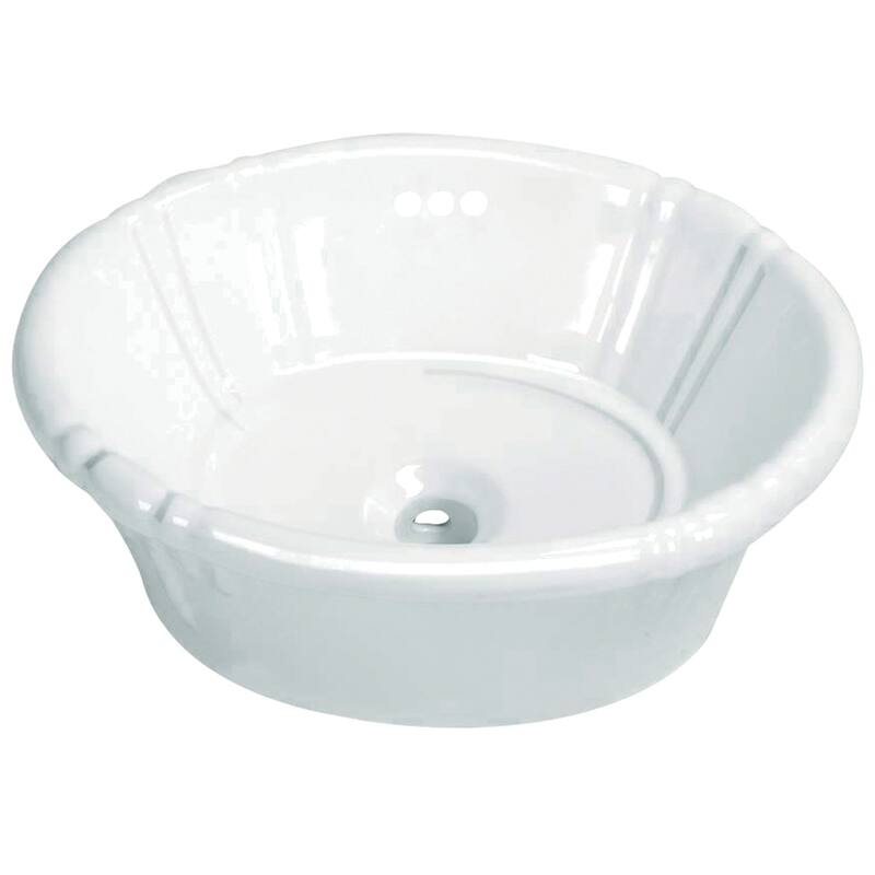 Vintage Vitreous China Single Bowl Vessel Bathroom Sink in White - N/A