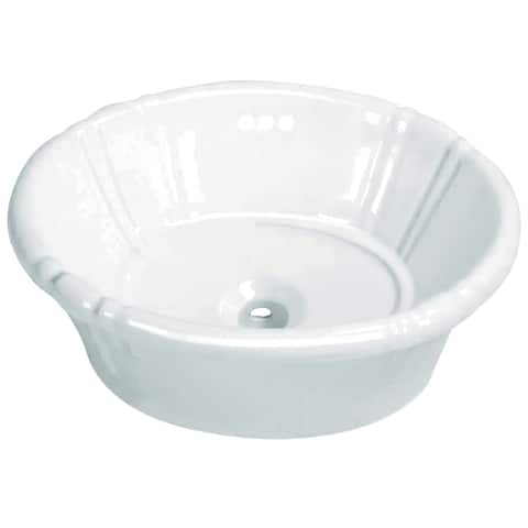Vintage Vitreous China Single Bowl Vessel Bathroom Sink in White