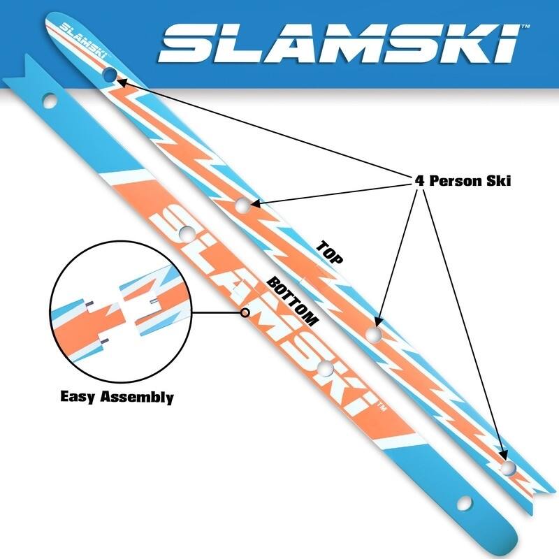 GoPong Slamski | Neon 4 Person Drinking Ski with 50 Plastic Shot Glasses