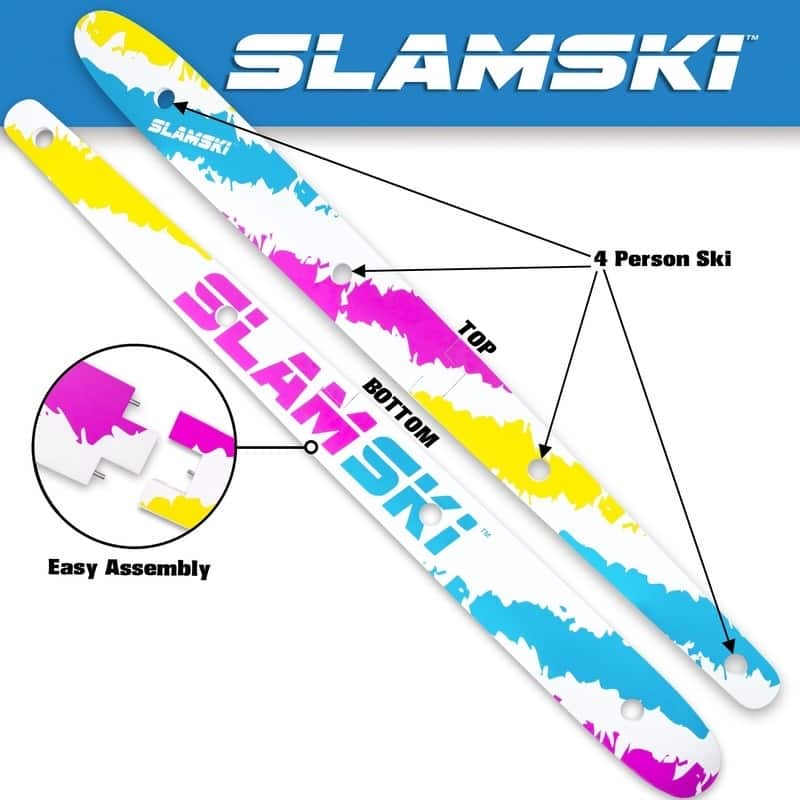 GoPong Slamski | Retro 4 Person Drinking Ski with 50 Plastic Shot Glasses