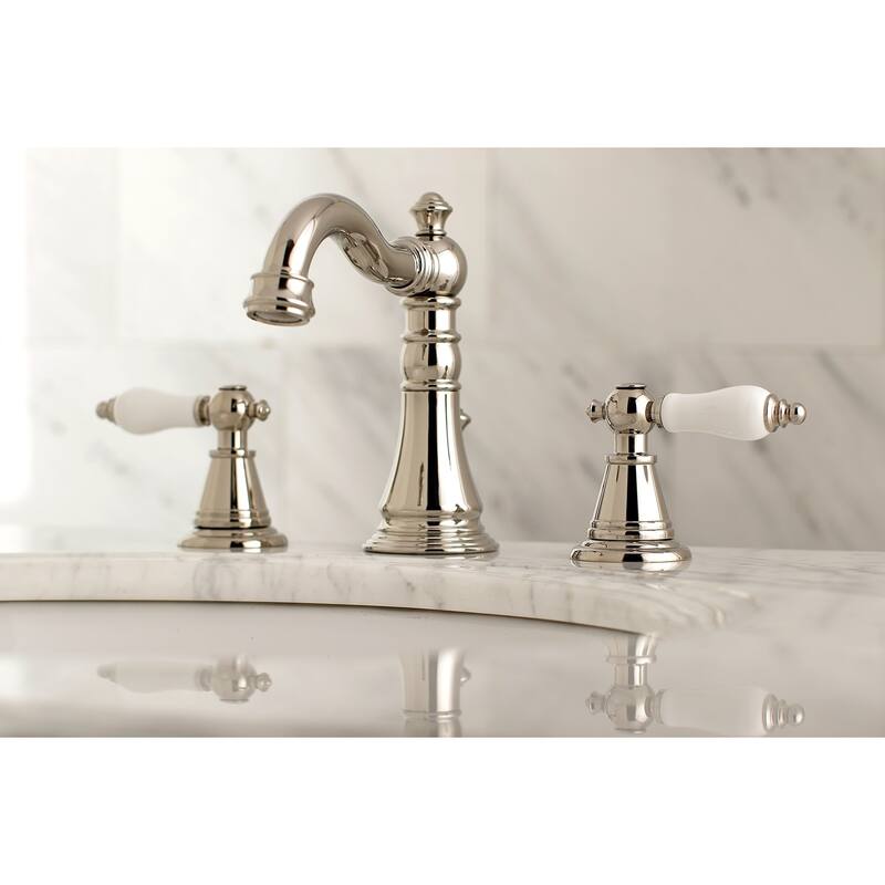 Kingston Brass English Classic Widespread Bathroom Faucet - Polished Nickel