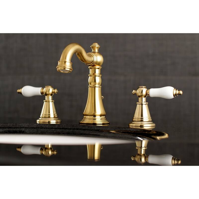 Kingston Brass English Classic Widespread Bathroom Faucet - Brushed Brass
