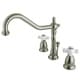 preview thumbnail 16 of 15, Duchess Widespread Bathroom Faucet Brushed Nickel - Cross Handles