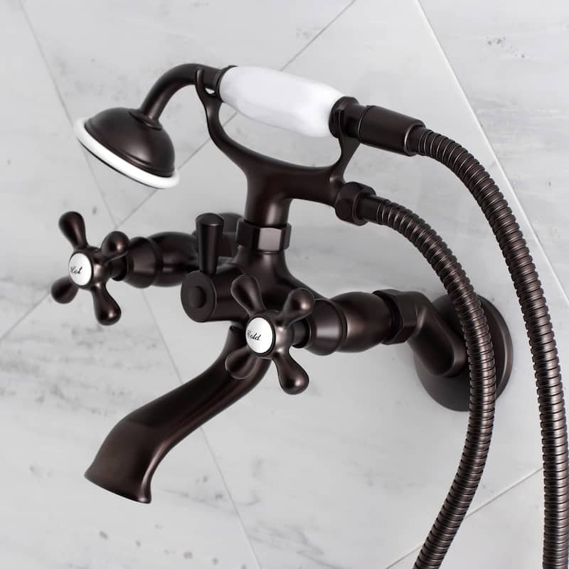 Kingston Brass Adjustable Center Wall Mount Faucet/Hand Shower for Clawfoot Tub - Oil Rubbed Bronze