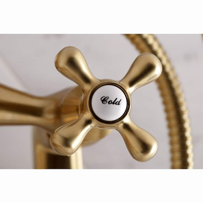 Kingston Brass Adjustable Center Wall Mount Faucet/Hand Shower for Clawfoot Tub