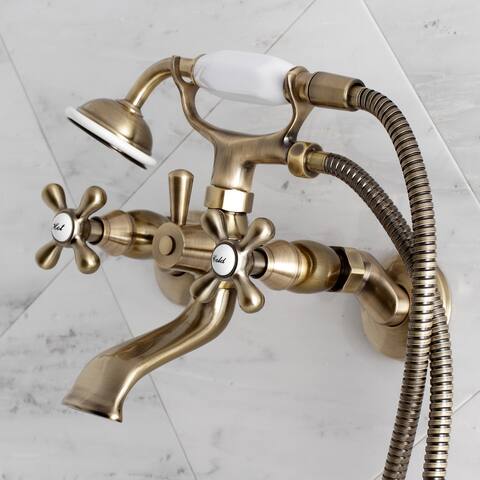 Adjustable Center Wall Mount Faucet/Hand Shower for Clawfoot Tub