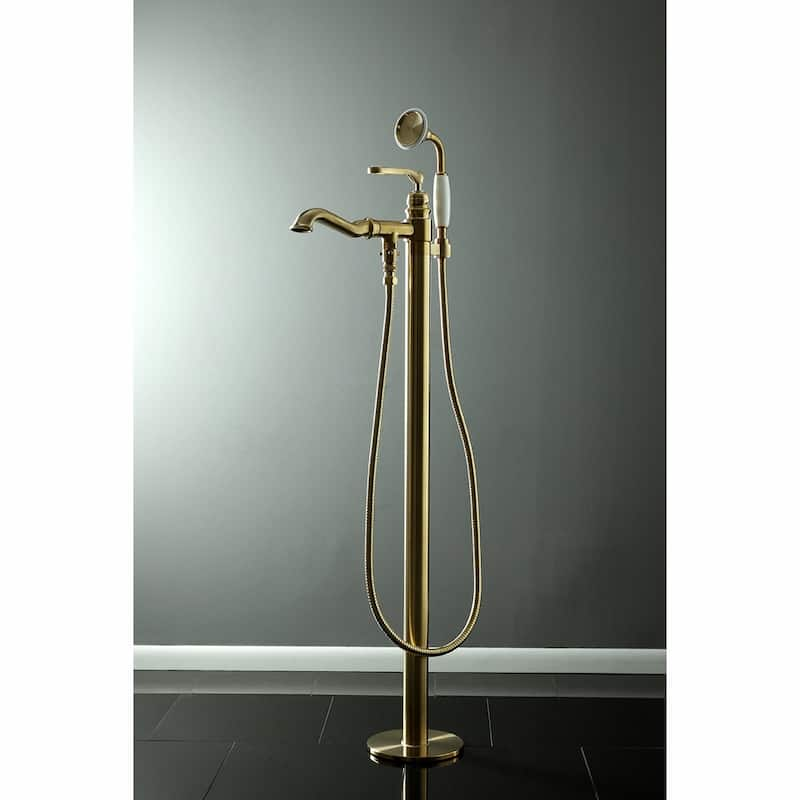 Kingston Brass Royale Freestanding Tub Faucet with Hand Shower - Brushed Brass