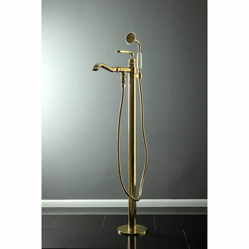 Kingston Brass Royale Freestanding Tub Faucet with Hand Shower - Polished Brass