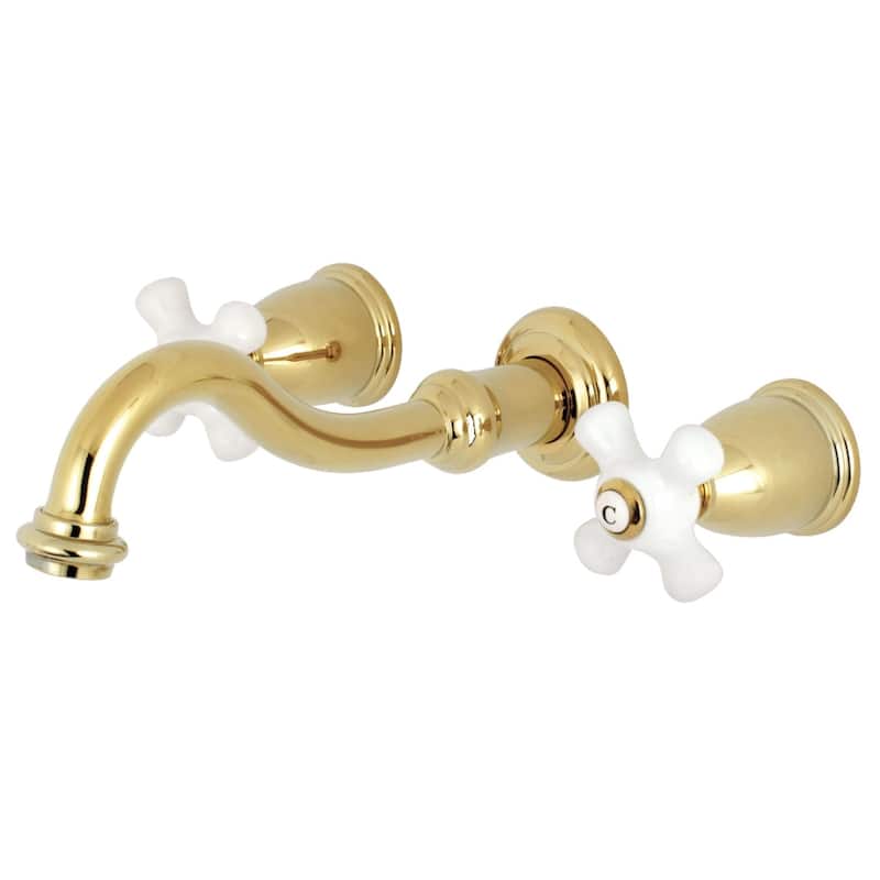 Kingston Brass Vintage 2-Handle Wall Mount Bathroom Faucet - Polished Brass