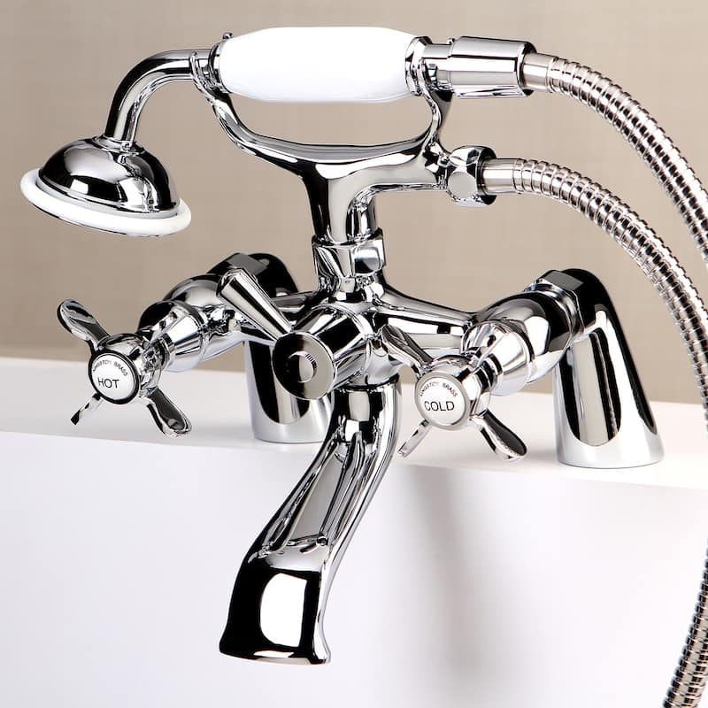 Kingston Brass Essex 6-inch Centers Deck Mount Faucet/ Hand Shower for Clawfoot Tub