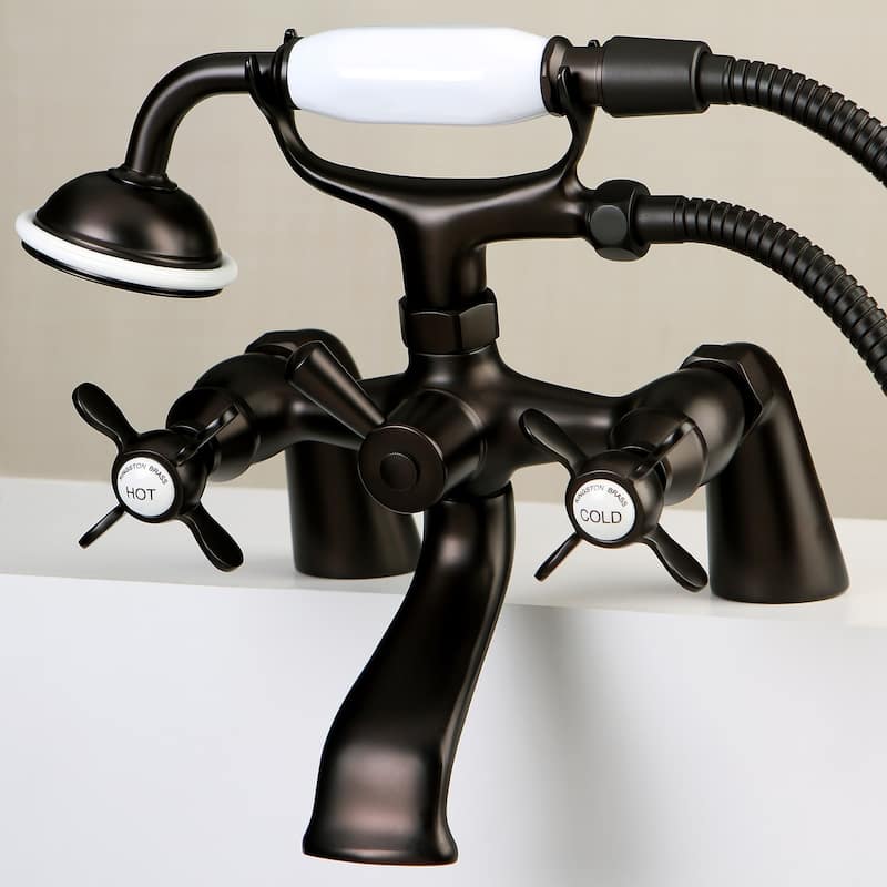 Kingston Brass Essex 6-inch Centers Deck Mount Faucet/ Hand Shower for Clawfoot Tub
