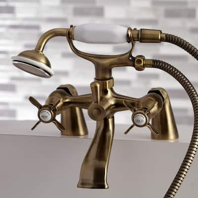 Kingston Brass Essex 6-inch Centers Deck Mount Faucet/ Hand Shower for Clawfoot Tub