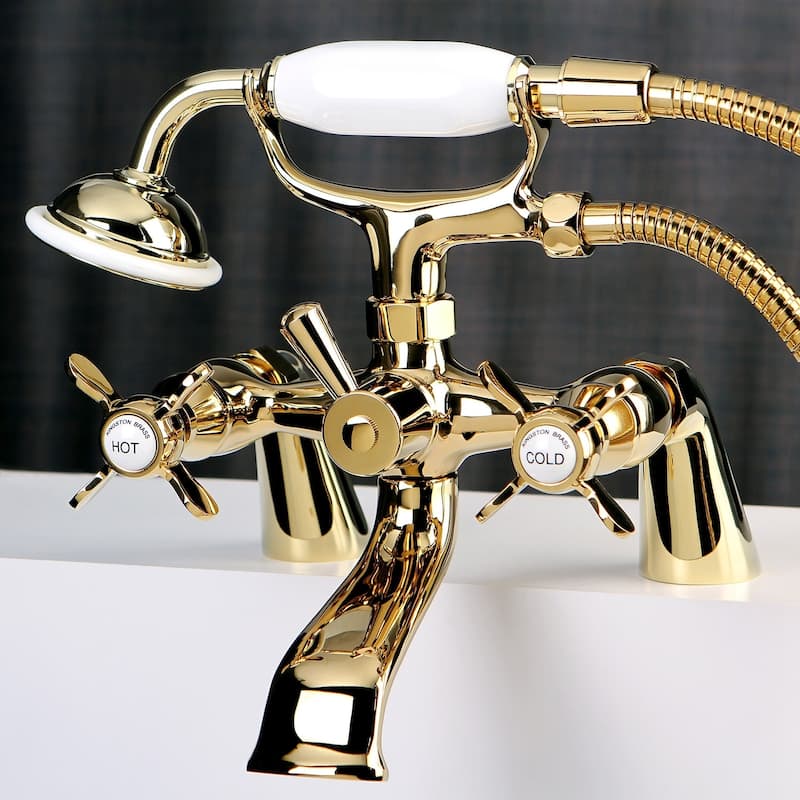 Kingston Brass Essex 6-inch Centers Deck Mount Faucet/ Hand Shower for Clawfoot Tub