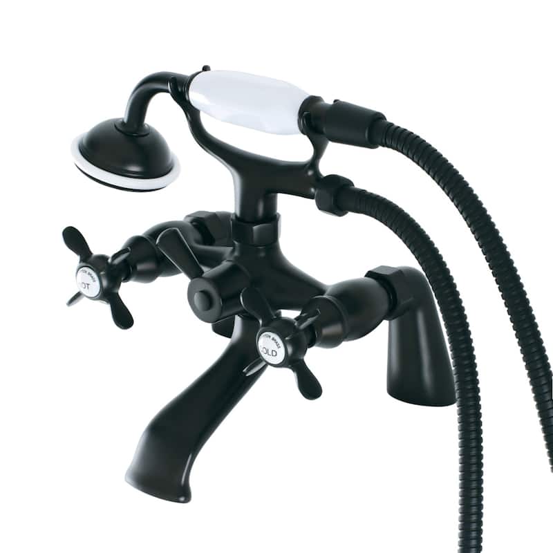 Kingston Brass Essex 6-inch Centers Deck Mount Faucet/ Hand Shower for Clawfoot Tub - Matte Black