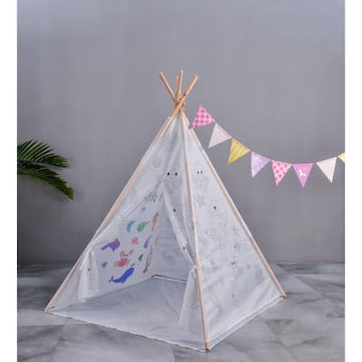 Actual Paintable Teepee Play Tent For Kids - 1pc